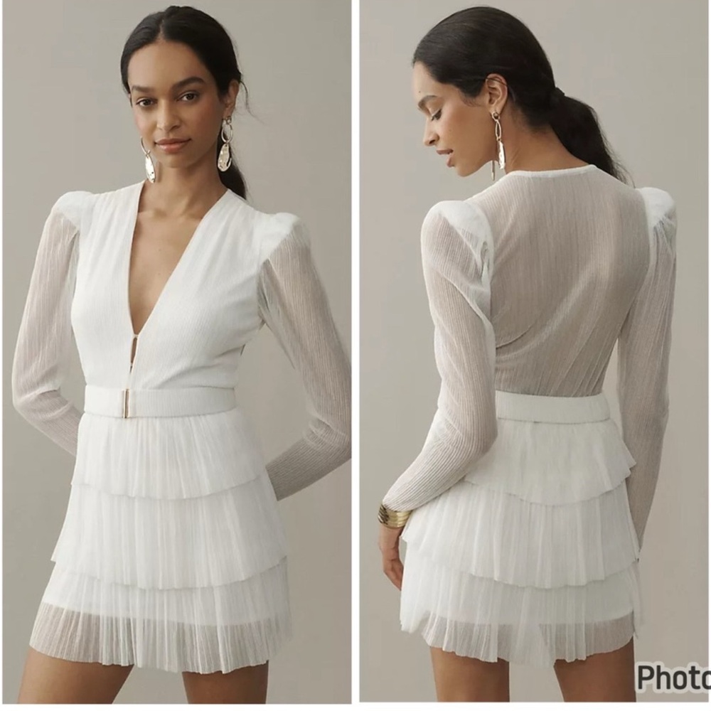 Sabina Musayev White Carry Mini Dress large NWT